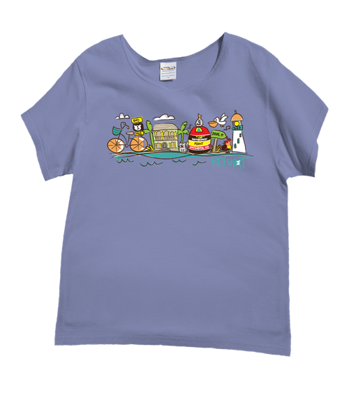 Key West Fun - Lavender Dyed Short Sleeve Scoop Neck T-Shirt