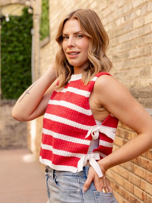 Side Tie Knit Sweater Tank