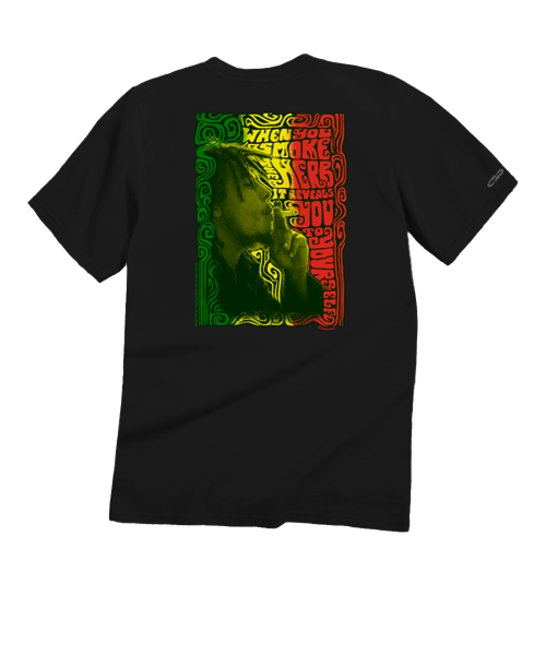 Bob Marley Smoke The Herb - Black Short Sleeve Crewneck T-Shirt