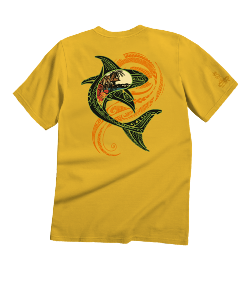 Tribal Mano Scenic - Pineapple Dyed Short Sleeve Crewneck T-Shirt