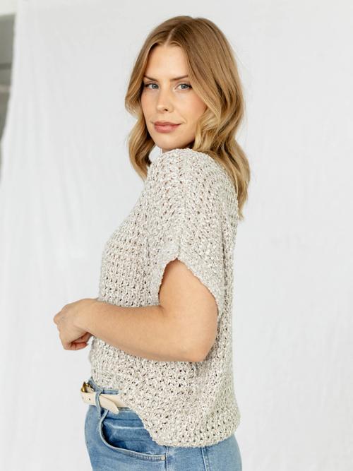 Crochet Short Sleeve Sweater Top