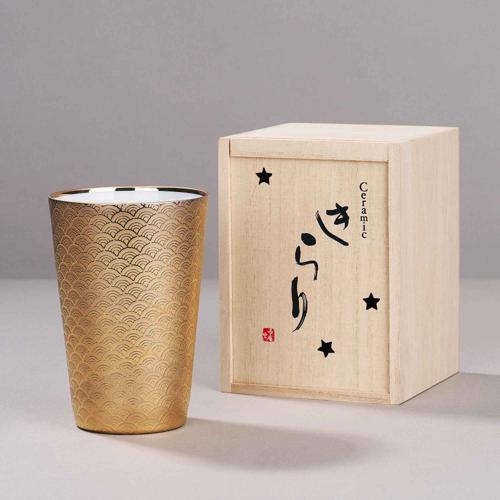 Premium Japanese Usuhari Wamon Tumbler Gold