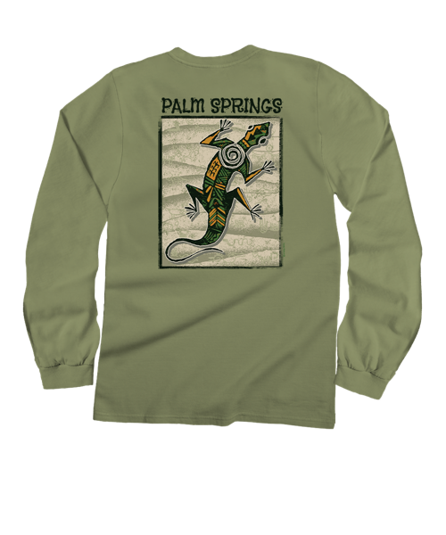 Gecko Petroglyphs - Hemp Dyed Long Sleeve Crewneck T-Shirt