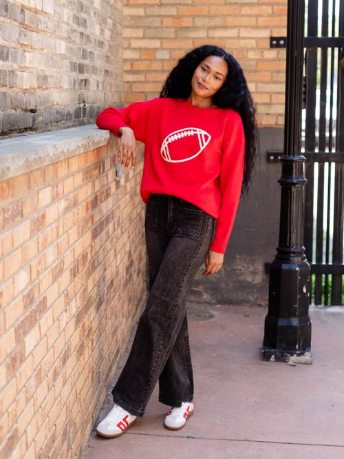 Football Embroidery Sweater