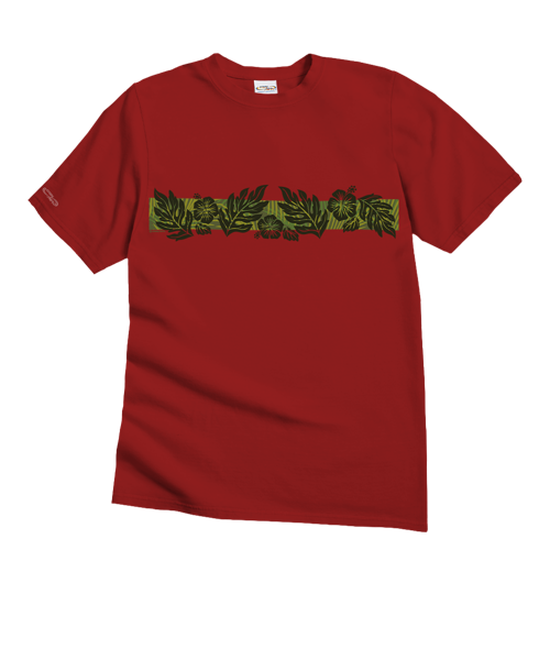 Tribal Leaves - Garnet Short Sleeve Crewneck T-Shirt