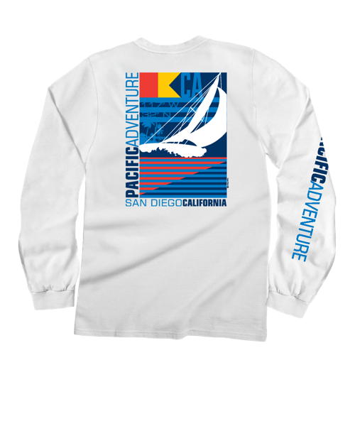 Pacific Adventure - White Long Sleeve Crewneck T-Shirt