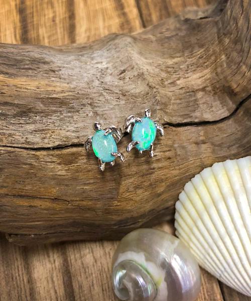 Pura Vida Silver Opal Sea Turtle Earrings