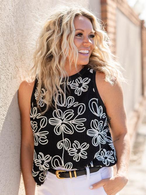 Contrast Round Neck Blouse