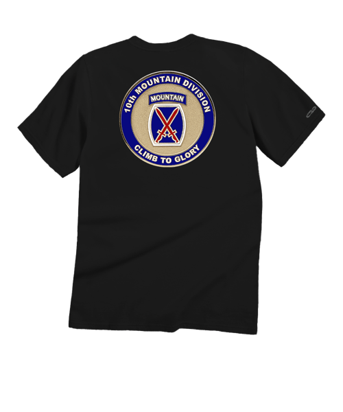 10Th Mountain Medallion - Black Short Sleeve Crewneck T-Shirt