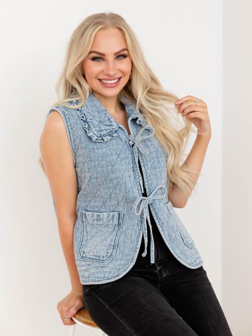 Quilted Denim Vest