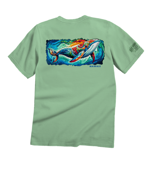 Mosaic Glass Whale - Key Lime Dyed Short Sleeve Crewneck T-Shirt