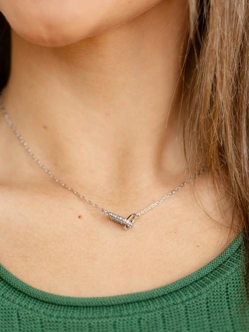 Pave Oval Pendant Necklace