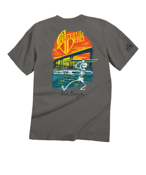Grateful Dead Coronado Bridge Skeleton - Crater Dyed® Short Sleeve Crewneck T-Shirt