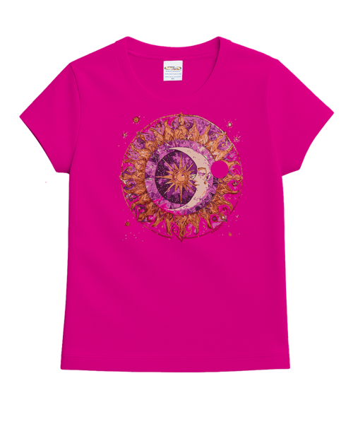 Celestial Sun And Moon Berry - Berry Short Sleeve Crewneck T-Shirt