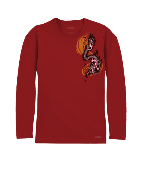 Dragon Flurry - Rugby Red Long Sleeve Pima T-Shirt