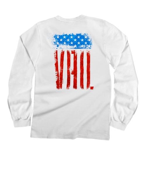 Red White Blue Flag - White Long Sleeve Crewneck T-Shirt