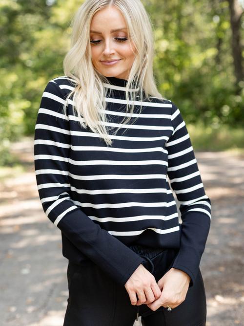SPANX Air Essentials Mock Neck Stripe Pullover