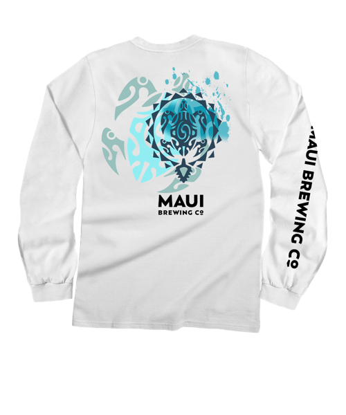 Maui Brewing Co Logo New Splatter - White Long Sleeve Crewneck T-Shirt