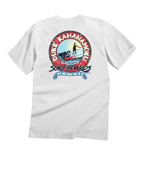 Duke Kahanamoku Surfboards - White Short Sleeve Crewneck T-Shirt