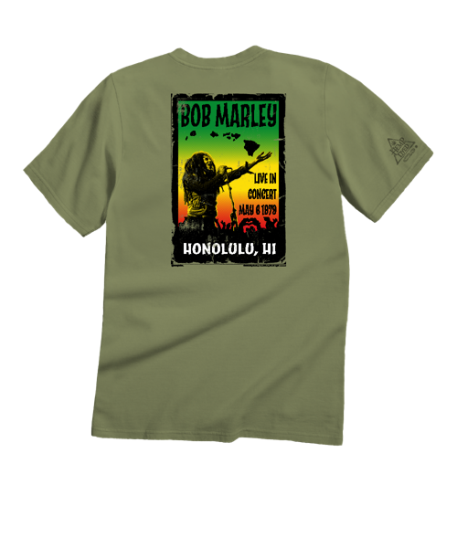 Bob Marley Poster Hawaii - Hemp Dyed Short Sleeve Crewneck T-Shirt