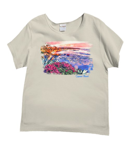 Laguna Watercolor - Coconut Dyed Short Sleeve Scoop Neck T-Shirt