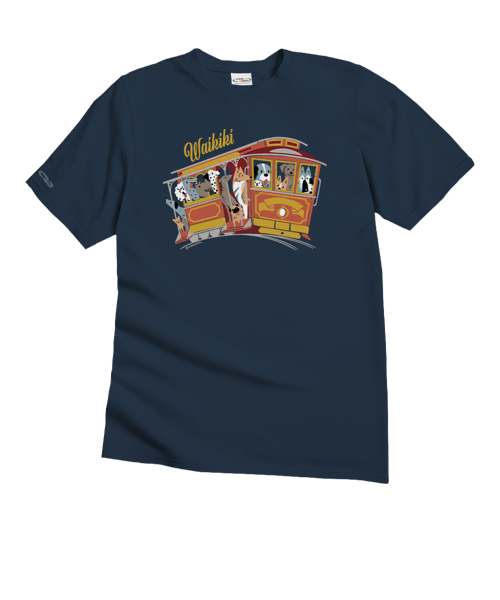 Dog Trolley - Navy Short Sleeve Crewneck T-Shirt