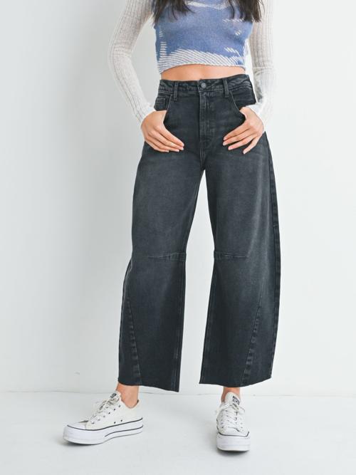 Just Black Washed Black Barrel Seam Detail Jean