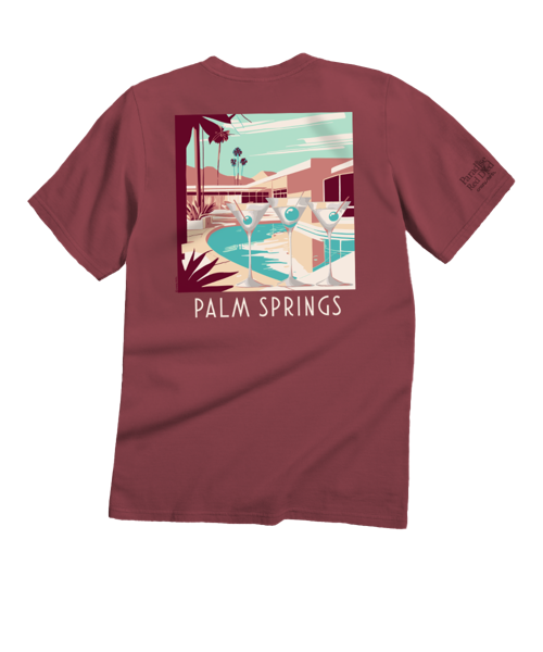 Martini Pool Party - Paradise Red Dyed Short Sleeve Crewneck T-Shirt