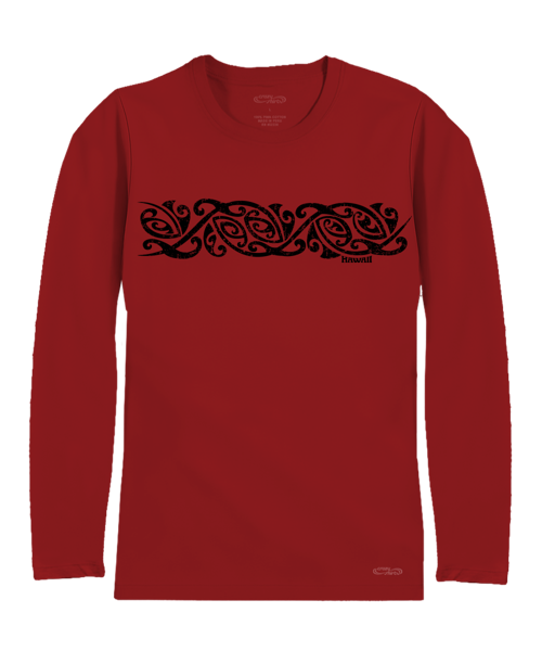 Maori Band - Rugby Red Long Sleeve Pima T-Shirt