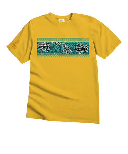 Tribal Mano Honu Band - Pineapple Dyed Short Sleeve Crewneck T-Shirt