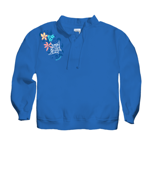 Tribal Manta Pua Swirls - Blue Hawaii Dyed Long Sleeve Lightweight Pullover