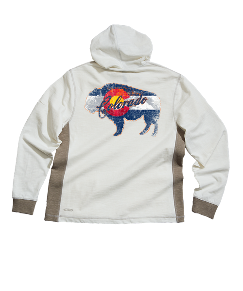 Buffalo Flag - Natural/Gray Long Sleeve Longboard Hooded Tee
