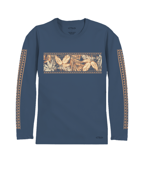 Island Tropical Band - Blue Steel Long Sleeve Pima T-Shirt