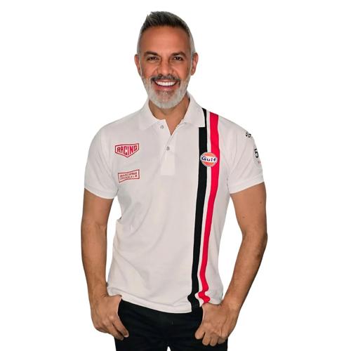 GrandPrix Originals Men's Gulf Roadmaster Polo - White/Gulf Blue/Navy