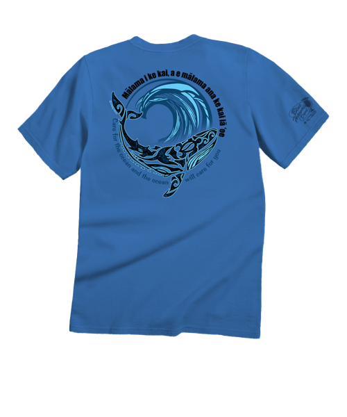 Malama Whale - Blue Hawaii Dyed Short Sleeve Crewneck T-Shirt