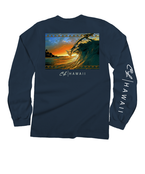 Clark Little King Kamehameha - Navy Long Sleeve Crewneck T-Shirt