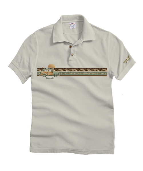 Woody Wagon Band - Coconut Dyed Short Sleeve Oceanfront Polo Shirt