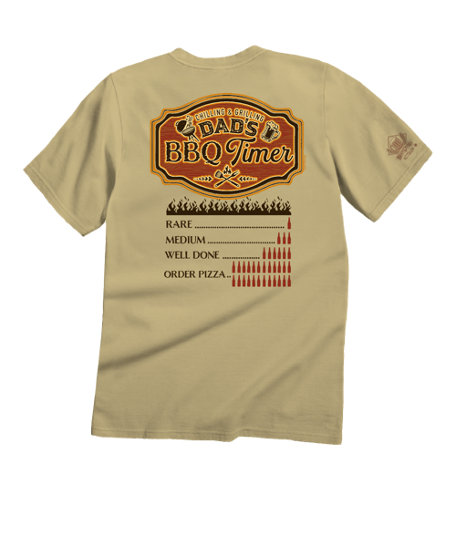 Dads BBQ Timer - Beer Dyed Short Sleeve Crewneck T-Shirt