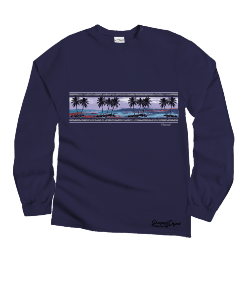 Palm Scenic Band - Grape Dyed Long Sleeve Crewneck T-Shirt