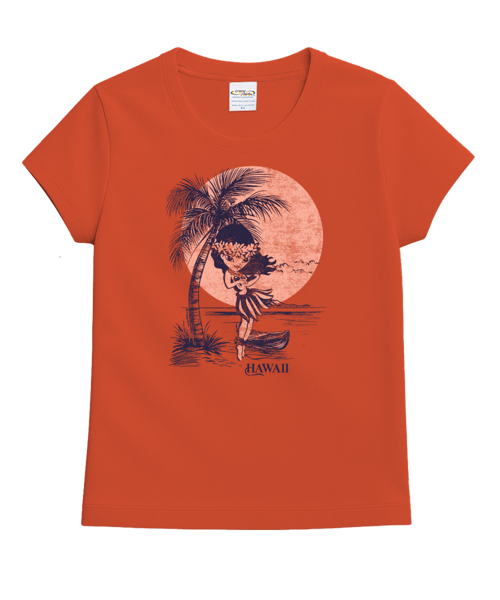 Retro Hula Coconut Girl - Paprika Short Sleeve Crewneck T-Shirt