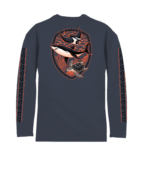 Shark Reef Scene - Smoke Long Sleeve Pima T-Shirt