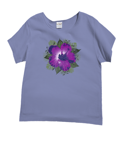 Hibiscus Solo - Lavender Dyed Short Sleeve Scoop Neck T-Shirt