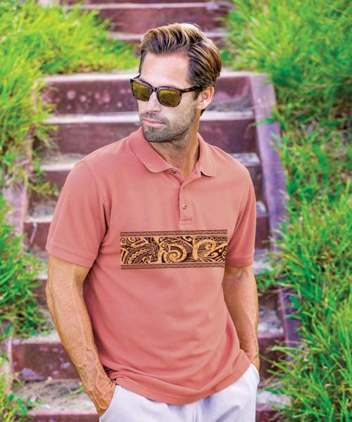 Tribal Nalu Mano Band - Chile Dyed Short Sleeve Oceanfront Polo Shirt