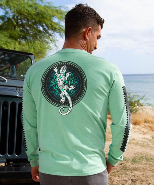 Gecko Sun - Key Lime Dyed Long Sleeve Crewneck T-Shirt
