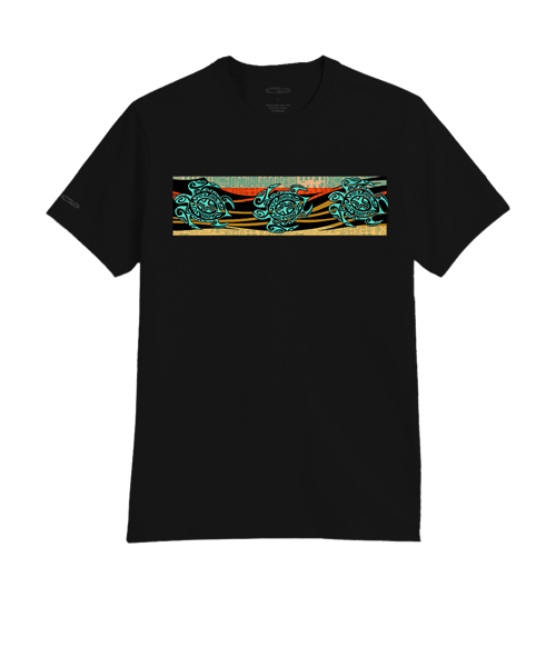 Tribal Tri Honu - Jet Black Short Sleeve Pima T-Shirt