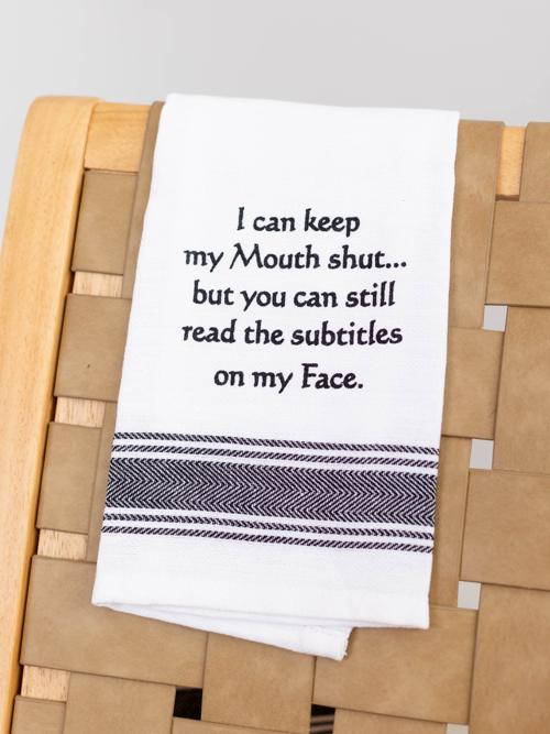 Subtitles On My Face Dishtowel