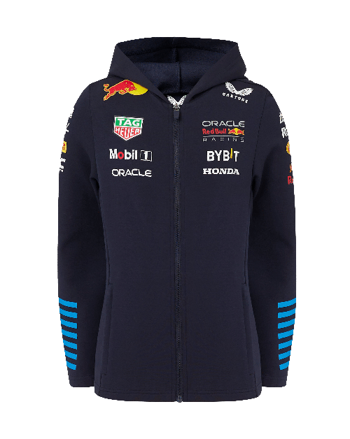 Red Bull Racing F1 Kid's 2024 Team Full Zip Hoodie- Youth Navy