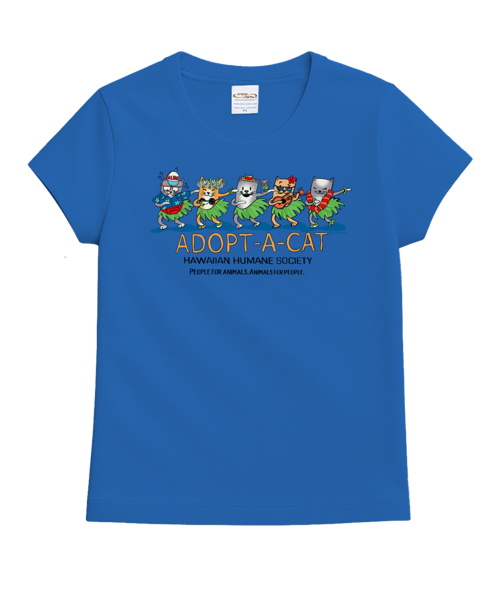 Hawaiian Humane Society Meow Halau - Blue Hawaii Dyed Short Sleeve Crewneck T-Shirt