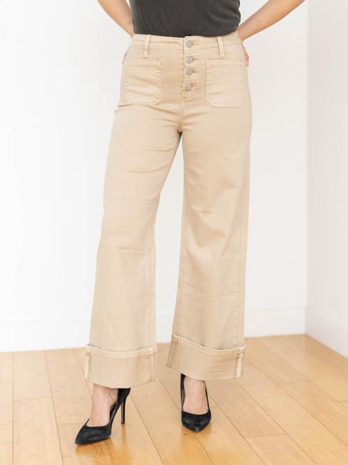 RISEN Latte High Rise Patch Pocket Wide Leg