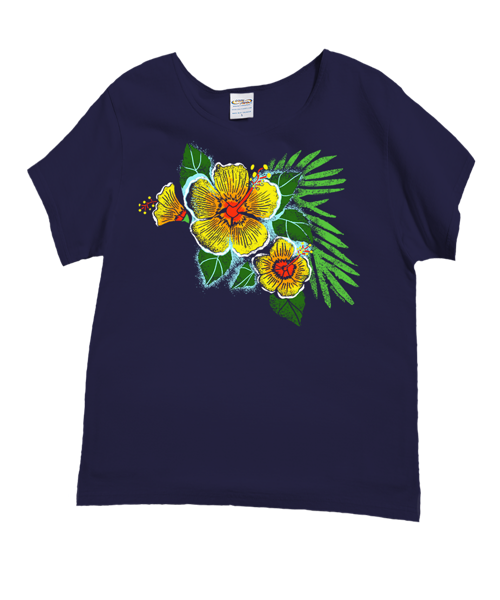 Hibiscus Dream - Grape Dyed Short Sleeve Scoop Neck T-Shirt